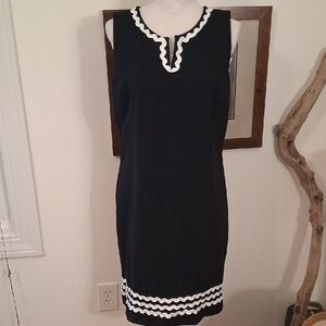 Talbots Black Dress with White Accents